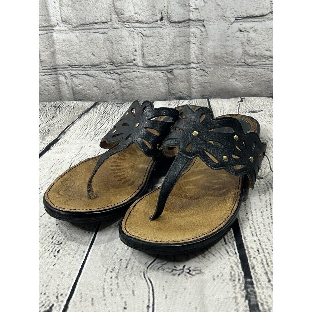 Montana Artisan Crafted Women’s Sandal Leather Logo Thong City Black Size 8M